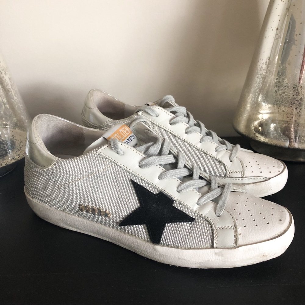 GGDB Silver Lurex Mesh Superstars (Size 38) - Picture 6 of 9
